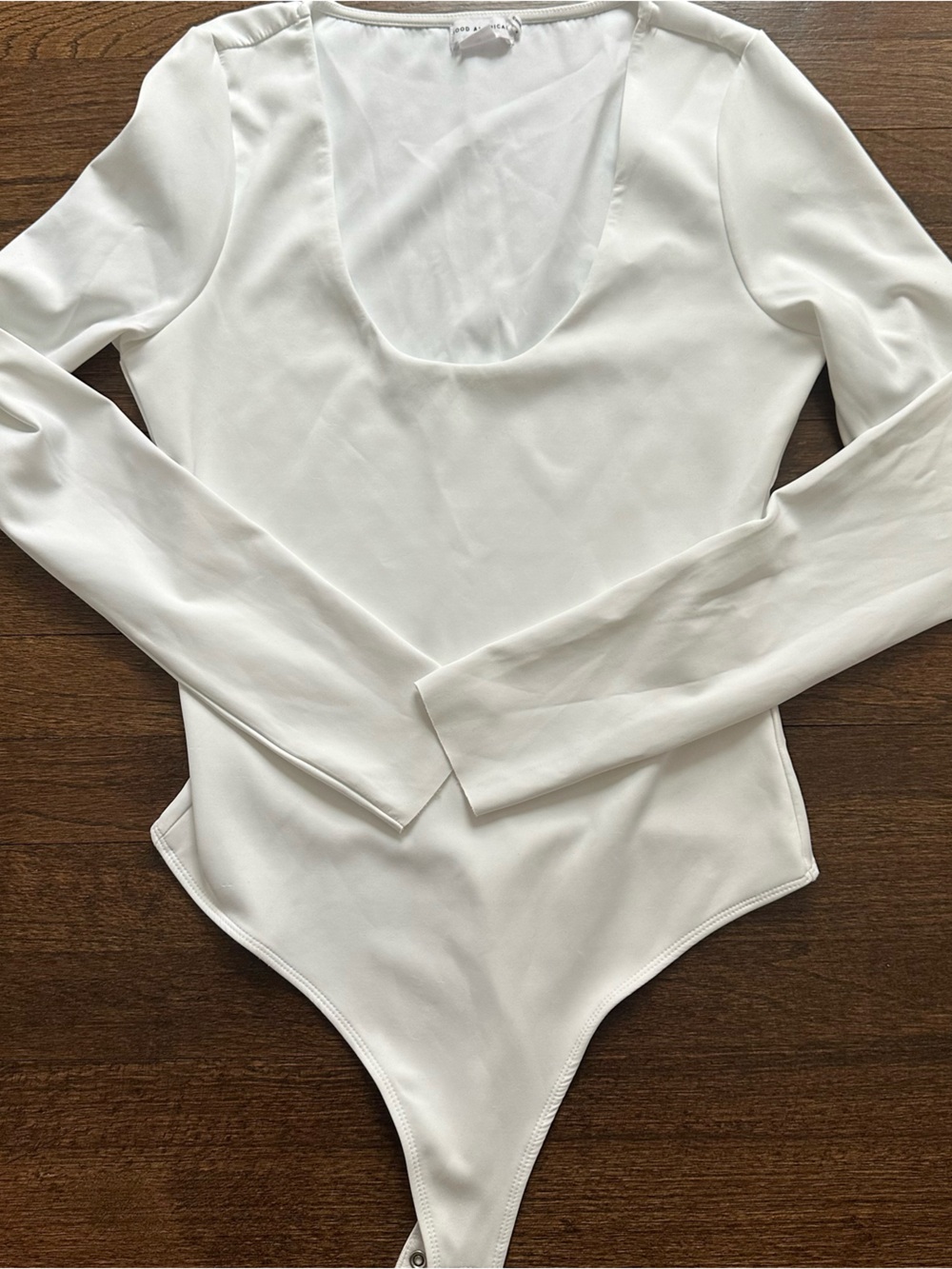 Good American White Long Sleeve Scoop Neck Bodysuit